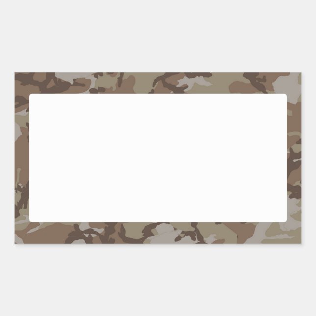 Woodland Desert Camouflage (with White) Rectangular Sticker (Front)