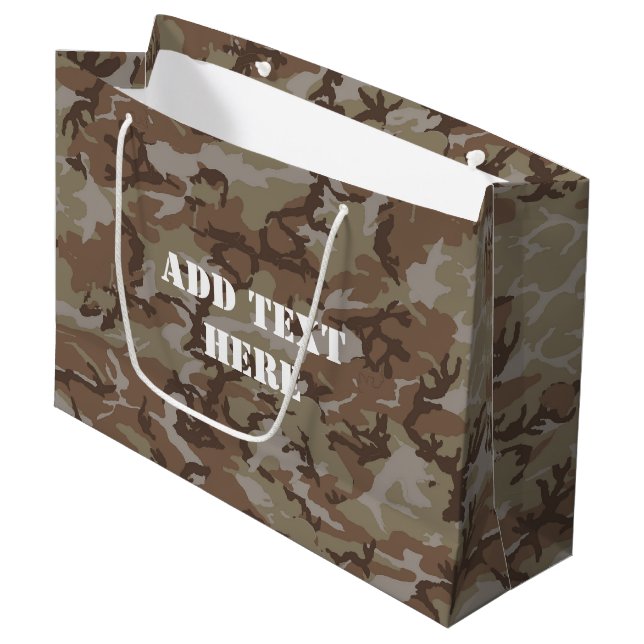 Woodland Desert Military Camouflage Large Gift Bag (Front Angled)