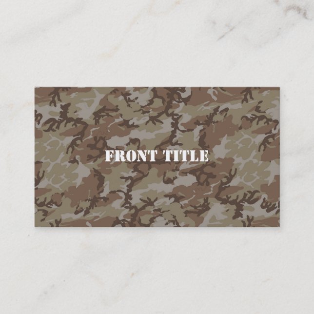 Woodland Desert MilitaryCamouflage Business Card (Front)