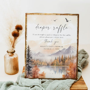 Woodland Diaper Raffle Sign Fall Baby Shower Boy