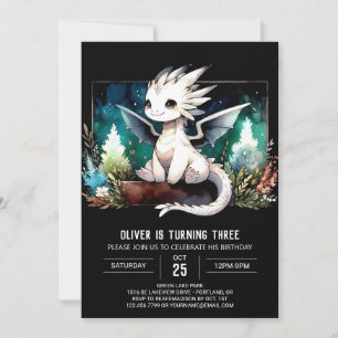 Woodland Digital Dragon Birthday  Invitation