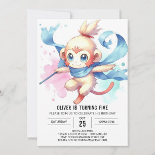 Woodland Editable Monkey Birthday Invitation