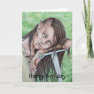 Woodland Elf, Elven Warrior Birthday Card