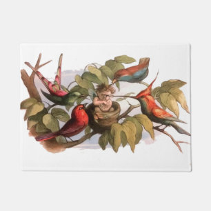 Woodland Elf in Nest: Antique Bird Sprite Fairy Doormat