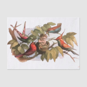 Woodland Elf in Nest: Antique Bird Sprite Fairy Tissue Paper