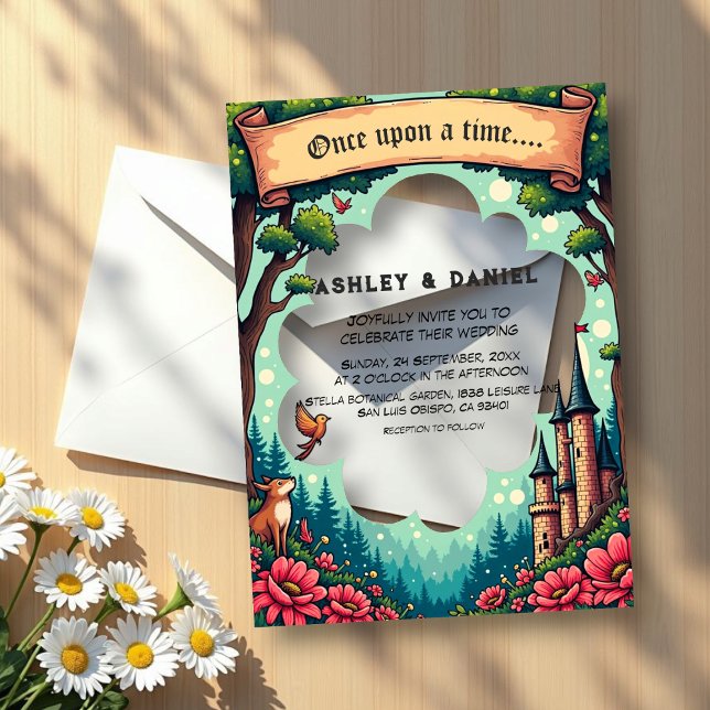Woodland Enchanted Forest Castle Fairytale Wedding Acrylic Invitations (Creator Uploaded)