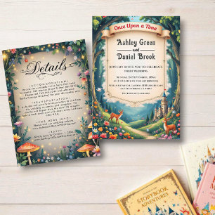 Woodland Enchanted Forest Castle Fairytale Wedding Invitation