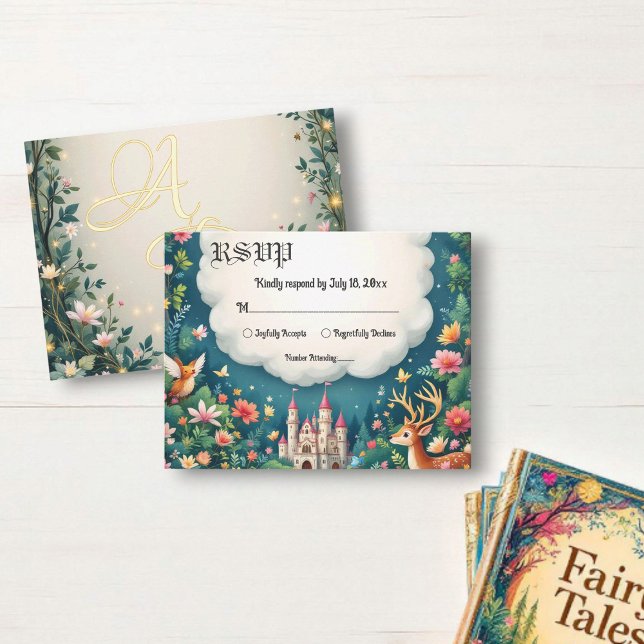 Woodland Enchanted Forest Castle Fairytale Wedding RSVP Card (Creator Uploaded)
