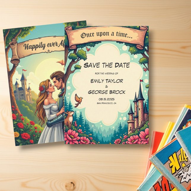 Woodland Enchanted Forest Castle Fairytale Wedding Save The Date (Creator Uploaded)