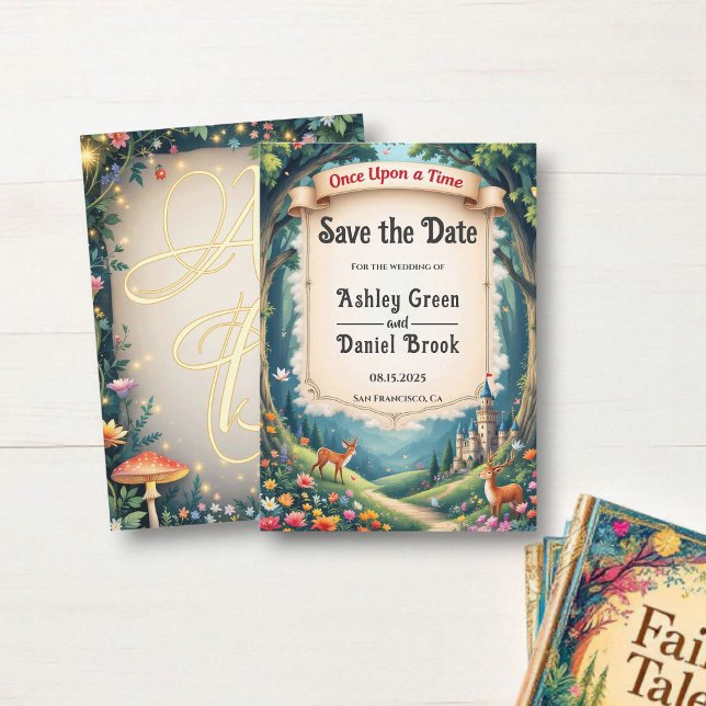 Woodland Enchanted Forest Castle Fairytale Wedding Save The Date (Creator Uploaded)