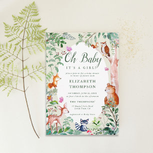 Woodland Enchanted Woods Animals Cute Baby Shower Invitation