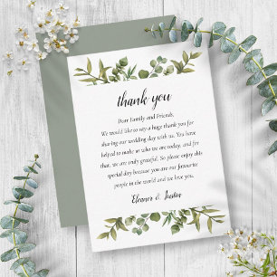 Woodland Eucalyptus Greenery Wedding Thank You Place Card