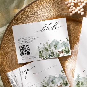 Woodland Evergreen Mountains Wedding Details Enclosure Card