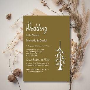 Woodland Evergreen Rustic Brown Casual Wedding Invitation