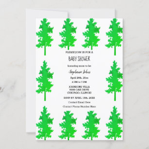 Woodland Evergreen Trees Colourful  Baby Shower  Invitation