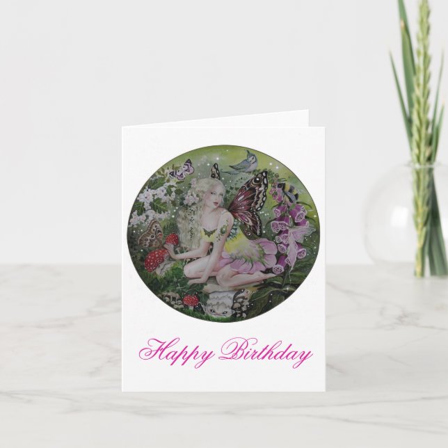 Woodland fairy birthday greeting card (Front)