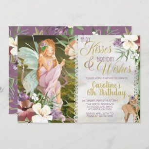 Woodland Fairy Birthday Invitation Watercolor