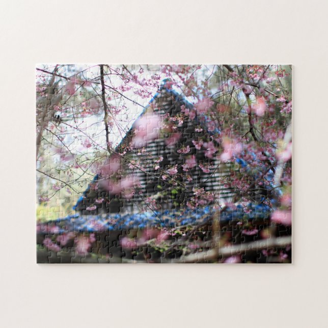Woodland Fairy House with Pink Flowers Jigsaw Puzzle (Horizontal)
