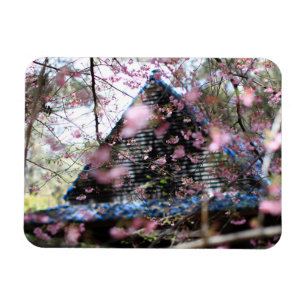 Woodland Fairy House with Pink Flowers Magnet