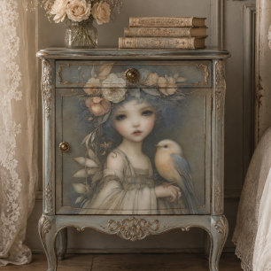 Woodland Fairy with Floral Crown Decoupage Art Tissue Paper