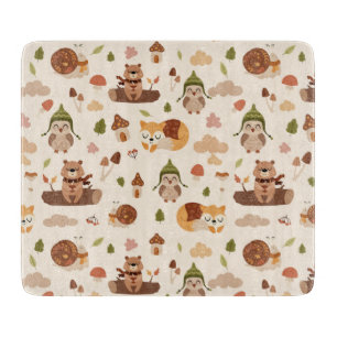 Woodland Fall Animals Light Autumn Fox Deer Owl Ra Cutting Board