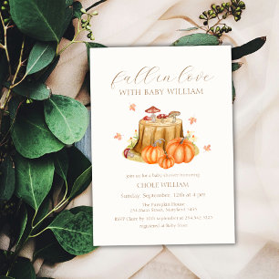 Woodland Fall In Love Pumpkin Mushroom Baby Shower Invitation
