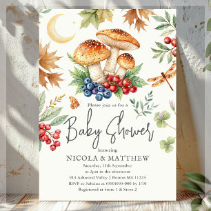Woodland Fall Mushroom Baby Shower  Invitation