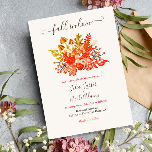 Woodland Fall Mushroom Wildflower Wedding Invitation