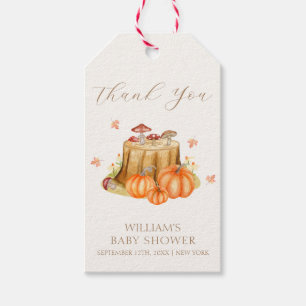 Woodland Fall Pumpkin Mushroom Baby Shower Gift Tags