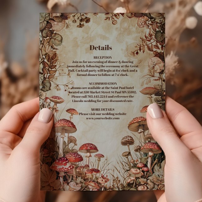 Woodland Fall Watercolor Mushroom Wedding Enclosure Card (Creator Uploaded)