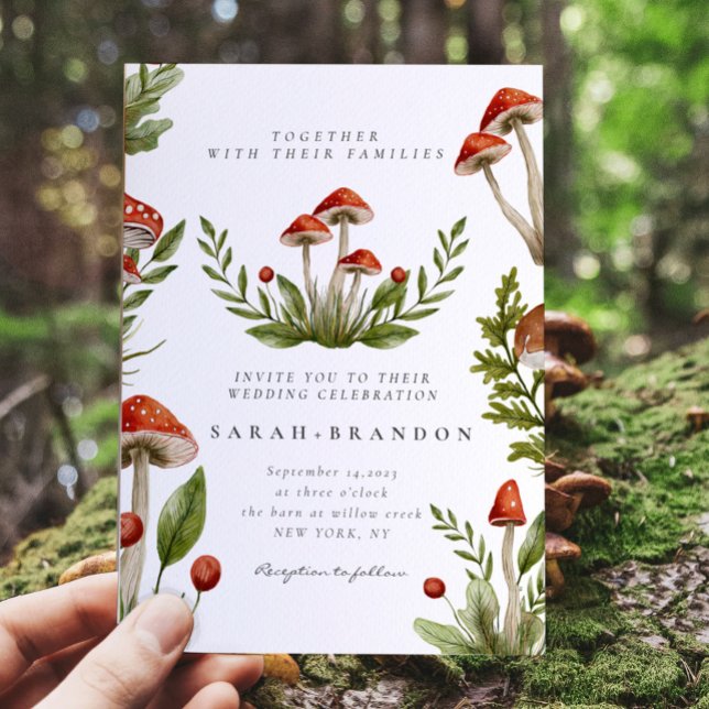 Woodland Fall Watercolor Mushroom Wedding  Invitation (Creator Uploaded)