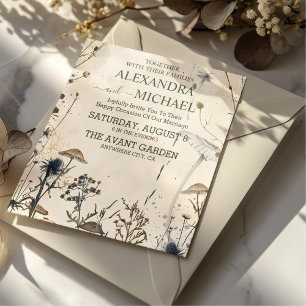 Woodland Fall Watercolor Mushroom Wedding Invitation