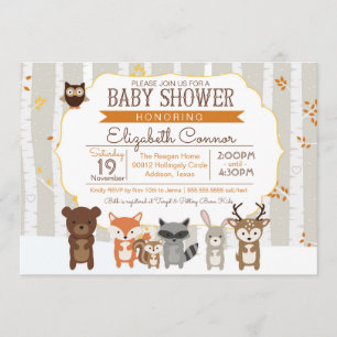 Woodland Fall / Winter Baby Shower Invitation