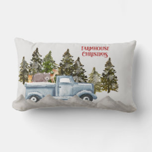 Woodland Farmhouse Christmas Lumbar Cushion
