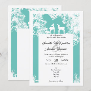 Woodland faux paper cut mint wedding invitation