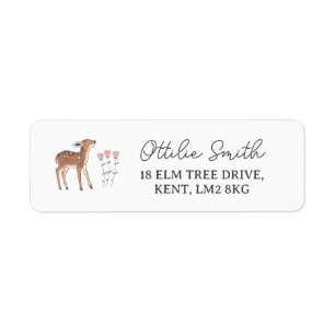 Woodland Fawn Flowers Return Address Label