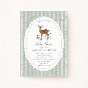 Woodland Fawn ,Sage Green Background baby shower Invitation