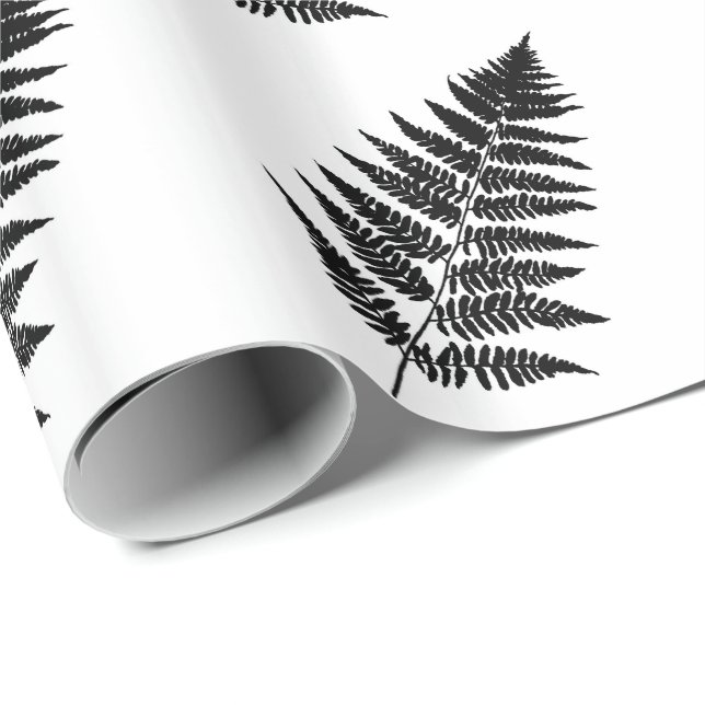 Woodland Fern 1, Black and White Wrapping Paper (Roll Corner)