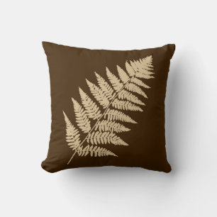 Woodland Fern 1, Brown and Beige Cushion