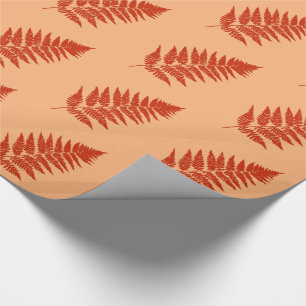 Woodland Fern 1, Mandarin Orange Wrapping Paper
