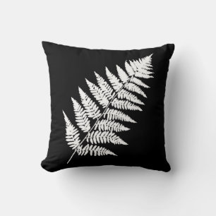 Woodland Fern 1, White and Black Cushion
