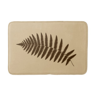 Woodland Fern 2, Brown and Beige Bath Mat