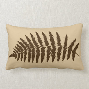 Woodland Fern 2, Brown and Beige Lumbar Cushion