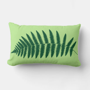 Woodland Fern 2, Emerald and Light Green Lumbar Cushion