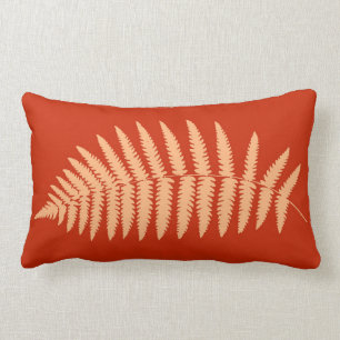 Woodland Fern 2, Mandarin Orange Lumbar Cushion