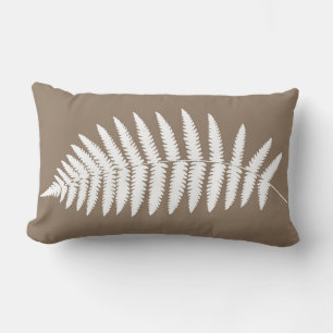 Woodland Fern 2, Taupe Tan and White Lumbar Cushion