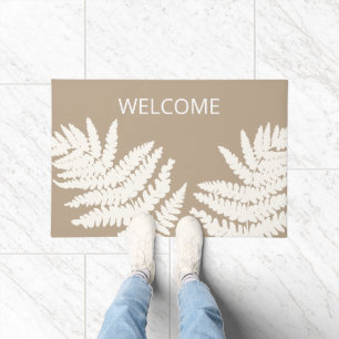 Woodland Fern Leaf Custom Background Colors Doormat
