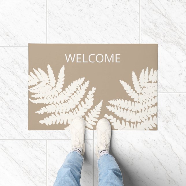 Woodland Fern Leaf Custom Background Colors  Doormat (Indoor)