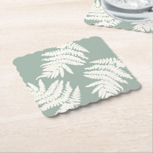 Woodland Fern Leaf Custom Background Colors  Paper Coaster