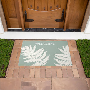 Woodland Fern Leaf Custom Background Colours Doormat